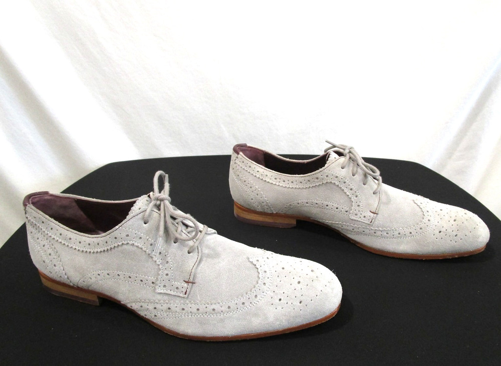NWOB Ted Baker Gray Suede Wingtip Oxford Dress Shoes Men 10.5 B Narrow